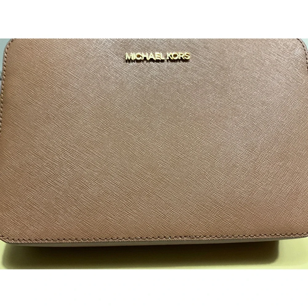 Michael Kors Saffiano Leather Crossbody Bag Pink Gold Hardware